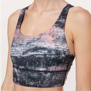 EUC Lululemon Athletica Black and orange Patterned Sports Bra size 2